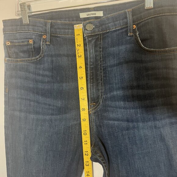 GRLFRND Women’s Jeans Size 32 Reed Blue Denim Cropped High Rise Skinny Straight - Picture 6 of 14